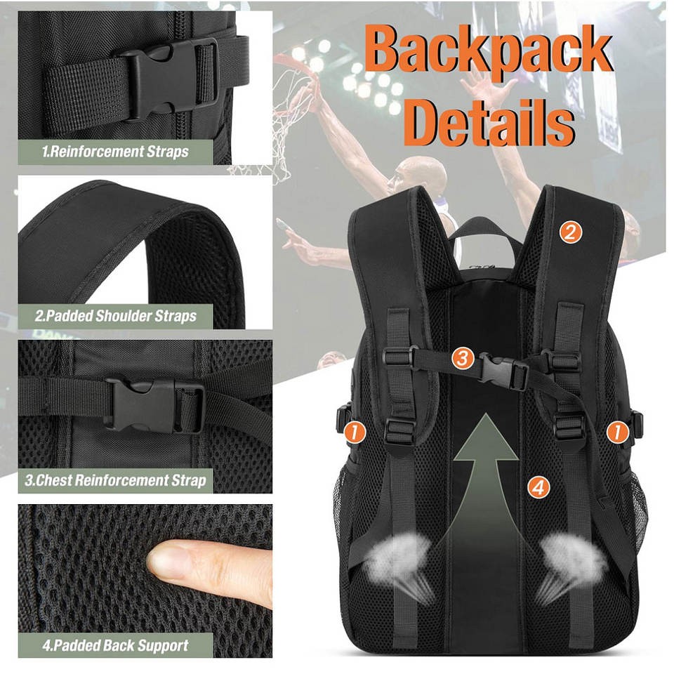 Large Capacity Black Basketball Sports Backpack best